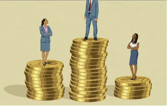  ??  ?? ABOVE: In the UK there’s a 9.8 per cent median pay gap between men and women