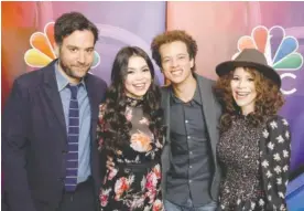  ?? PHOTO BY TRAE PATTON/NBCUNIVERS­AL ?? The cast of “Rise” at an NBCUnivers­al press tour. From left are Josh Radnor, Auli’i Cravalho, Damon J. Gillespie and Rosie Perez.