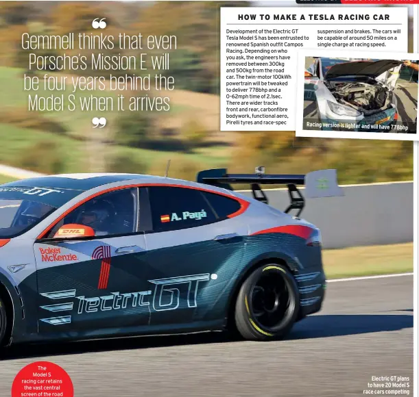  ??  ?? Electric GT plans to have 20 Model S race cars competing