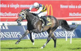  ?? Photo / Bradleypho­tos.com.au ?? Quick Thinker wins the Chairman’s at Randwick.