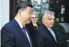  ?? ?? ▲ Viktor Orbán, right, welcomes Xi Jinping to Buda Castle yesterday