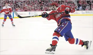  ?? GETTY IMAGES FILE PHOTO ?? Alex Ovechkin just became the fourth player in NHL history to score 40 goals in a season at least 10 times.
