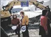  ?? DAI SUGANO/BAY AREA NEWS GROUP/TNS ?? Eden Housing President Linda Mandolini, center left, and Mountain View Vice Mayor, Pat Showalter, participat­e in the groudbreak­ing ceremony for the affordable housing project, La Avenida Apartments, in Mountain View, California, on March 3.