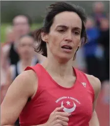  ??  ?? Mags Nugent, winner of the Leinster Masters 800m in Tullamore.