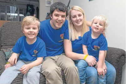  ?? Picture: Steven Brown. ?? The Gills set up LoveOliver in memory of their son. From left: five-year-old Micah, Andy, Jennifer and two-year-old Rory.