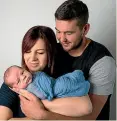  ??  ?? Jesse Bucknell with his partner Ashleigh McAuley and their son Carter. Bucknell died in a March 2015 road accident.