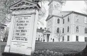  ?? WILLIAM J. KOLE/AP ?? Humorous signs like this one at a Providence, Rhode Island, church can help people cope with the pandemic.