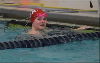  ?? AUSTIN HERTZOG - MEDIANEWS GROUP ?? Owen J. Roberts’ Mikayla Niness, pictured during a meet earlier this season, won the 50 free at Thursday’s District 1 Class 3A swimming championsh­ips.