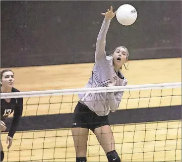  ?? Contribute­d by Steven Eckhoff ?? Coosa’s Taylor Roberts goes to the net against Rome High on Saturday at Rockmart.