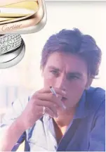  ?? ?? De izda. a dcha. y de arriba abajo, Grace Kelly, Gary Cooper, Alain Delon y Jean Cocteau con sus sortijas Trinity de Cartier; anillo de oro blanco, cerámica y diamantes de 2011 y modelo en forma de cojín de 2024, año del centenario de la colección.