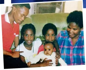  ??  ?? Family snap: Baby Oti with mum Dudu, sisters Motsi and Phemelo and tragic Neo