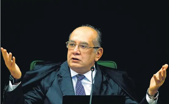  ?? DIDA SAMPAIO/ESTADÃO - 23/10/2018 ?? Ministro. No ofício encaminhad­o a Toffoli, Gilmar Mendes anexou imagens da apuração, chamou-a de ‘indevida’ e reclamou do vazamento de seu conteúdo