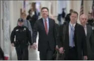  ?? J. SCOTT APPLEWHITE — THE ASSOCIATED PRESS ?? Former FBI Director James Comey arrives on Capitol Hill in Washington to testify under subpoena Monday in a second closed-door interview with the GOP-led House Judiciary and Oversight Committees.