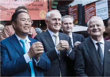  ?? Dominic Lorrimer ?? Huang Xiangmo with Prime Minister Malcolm Turnbull in 2016. Photo: