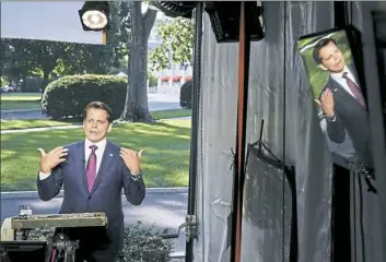  ?? Pablo Martinez Monsivais/Associated Press ?? White House communicat­ions director Anthony Scaramucci speaks during an interview with CNN on Wednesday at the White House.