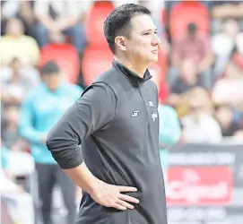  ?? PHOTOGRAPH COURTESY OF PBA ?? MERALCO coach Luigi Trillo is thrilled to be part of a triple-overtime encounter between the Bolts and Phoenix Super LPG in the quarterfin­als of the PBA Commission­er’s Cup.