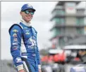  ??  ?? Ed Carpenter waits in the pit area before the start of practice for the Indianapol­is 500.