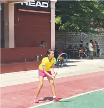  ??  ?? ANGELICA ALCALA in action at the HEAD Jr. tennis Vigan leg tournament.