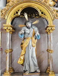  ?? Foto: Annemarie Meilinger ?? Jesus als guter Hirte, Darstellun­g an einem Altar der Kirche St. Martin in Wagenho fen.