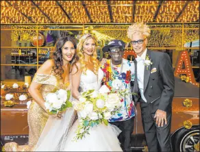  ?? Stardust Fallout ?? Alexandra Flahive, from left, Dani Elizabeth, Flavor Flav and Murray Sawchuck at the Sawchucks’ wedding at the Plaza on Tuesday.