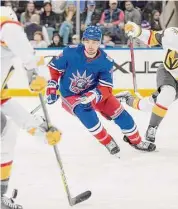  ?? Mary Altaffer/Associated Press ?? Rangers center Filip Chytil skates during the first period against Las Vegas on Jan. 27 in New York.