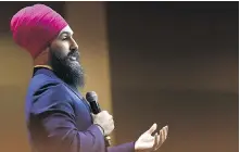  ?? JUSTIN TANG, THE CANADIAN PRESS ?? Federal NDP Leader Jagmeet Singh addresses last month’s party convention in Ottawa.