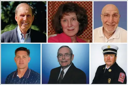  ?? SUBMITTED PHOTO ?? 2021Oneida City School District Foundation Wall of Distinctio­n Inductees. Top, left to right: Eric “Rick” Moyer, Anne Gardulski, Frank Perretta. Bottom, left to right: Erik Blowers, David T. Clancy, Donald Hudson