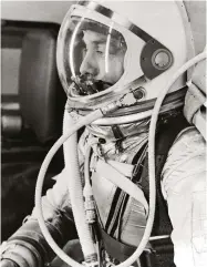  ??  ?? Alan Shepard, pictured here in his Mercury pressure suit, was the first American in space in May 1961