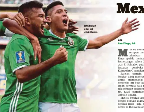  ??  ?? MARIN (kiri) ledak gol untuk Mexico.