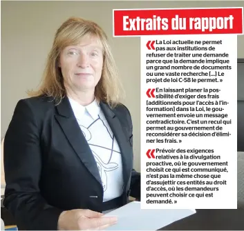  ?? PHOTO CHRISTOPHE­R NARDI ?? La commissair­e à l’informatio­n du Canada, Suzanne Legault, a rendu public hier un rapport lapidaire intitulé Objectif transparen­ce : la cible ratée, qui s’en prend au projet de loi C-58 du gouverneme­nt Trudeau.