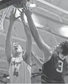  ?? JOSEPH SCHELLER/COLUMBUS DISPATCH ?? Olentangy Orange’s Nick Chapman tries to score on Newark’s Steele Meister.