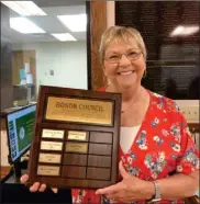  ?? PILOT NEWS GROUP PHOTO / JAMIE FLEURY ?? Linda Rippy honored with an induction to the Honor Council at the Marshall County Historical Society and Museum annual dinner. Rippy continues to volunteer.