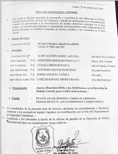  ??  ?? Nota de servicio firmada por el comisario general Miguel Cardozo, que fue supuestame­nte redactada el jueves último.