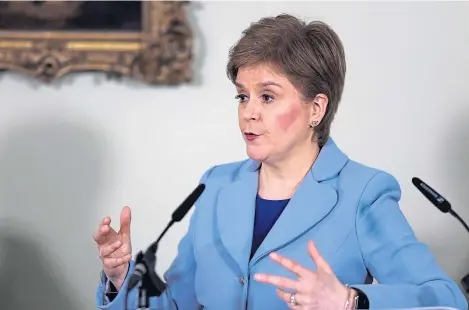  ?? ?? First Minister Nicola Sturgeon speaking at the launch of a new paper on Scottish independen­ce yesterday.