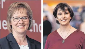  ?? FOTO: UTE VILLING/MICHAEL KIENZLER/BIRGA WOYTOWICZ ?? Ute Villing (links) und Judith Engst arbeiten immer wieder zusammen. Judith Engst gibt auch Kurse an der Business School Alb-Schwarzwal­d.