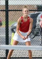  ?? ?? Hillary Tobias was a straight-set winner at No. 2 singles Thursday for Adams Central.