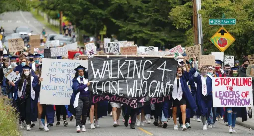  ?? (Lindsey Wasson/Reuters) ?? STUDENTS RALLY against racial inequality in Seattle last month.