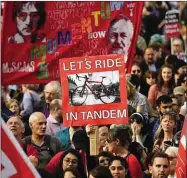  ??  ?? A Momentum rally in support of Corbyn, June 2016