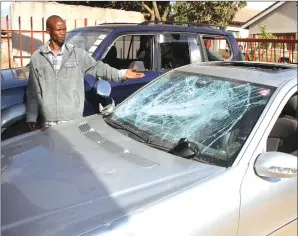  ??  ?? This picture combo shows the smashed windscreen­s of the Mercedes-Benz