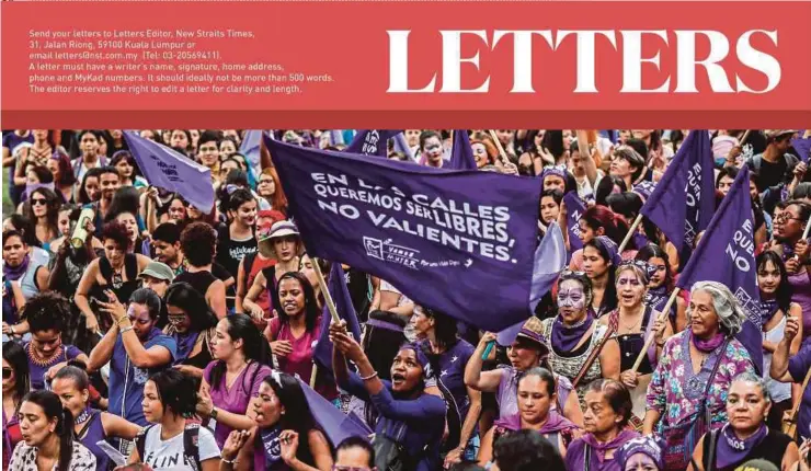  ?? AFP PIC ?? Women marching in conjunctio­n with Internatio­nal Women’s Day in Medellin, Colombia, on Thursday. Making life easier for women entreprene­urs is to support women’s empowermen­t.