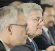  ?? ADRIAN WYLD / THE CANADIAN PRESS ?? Former prime minister Stephen Harper with former trade minster Ed Fast.