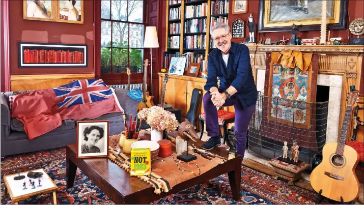  ??  ?? ‘ELEGANTLY RAFFISH’: Griff Rhys Jones in the Grade II listed Fitzrovia home, complete with library, indoor pool and wine cellar, that he has just sold to artist Tracey Emin, below