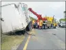  ?? Picture: MALIBONGWE DAYIMANI ?? CRASH SITE: A person died when a truck collided with a sedan on the R72 near Kidds Beach yesterday morning.