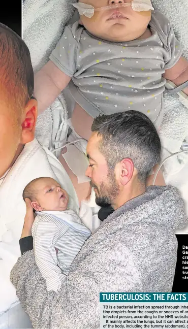  ??  ?? Dad Vlado Gavrilescu cradles his young son before tragedy struck
