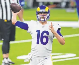  ?? Kyusung Gong The Associated Press ?? The Rams are paying quarterbac­k Jared Goff a big salary after their run to the Super Bowl in 2018 and that is hampering the roster. Handicappe­rs say take the under in wins.