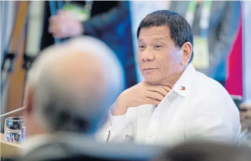  ?? AP ?? Philippine President Rodrigo Duterte smiles during the US-Asean Summit in Manila yesterday. His Asean chairmansh­ip ends today.