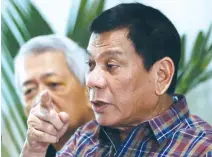  ?? – Reuters ?? TOUGH STAND: Philippine President Rodrigo Duterte at the Ninoy Aquino Internatio­nal Airport in Manila, on Wednesday.