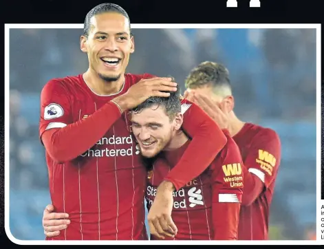  ??  ?? Andy Robertson in the dark blue of Scotland and with Virgil van Dijk at Liverpool (left)