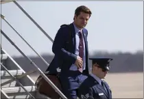  ?? ALEX BRANDON – THE ASSOCIATED PRESS ?? Rep. Matt Gaetz, R-Fla., steps off Air Force One at Andrews Air Force Base, Md. in 2020. Are his shenanigan­s what we are willing to accept as leadership? Columnist Matt Fleming discusses what’s acceptable.