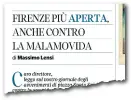  ??  ?? L’intervento di Massimo Lensi sulle piazze di Firenze sul Corriere Fiorentino di ieri